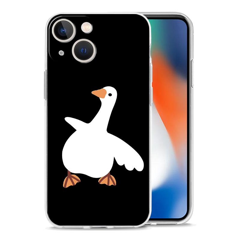 Прозрачный чехол с изображением мультяшной Утки-Несчастного для iPhone 15 16 14 13 12 11 Pro Max XS X XR SE 7 8 Plus, защитный чехол из ТПУ с прозрачной линзой.