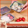 Квадратная миска для хранения продуктов из нержавеющей стали с крышкой - сохраняет продукты свежими в холодильнике, идеально подходит для порционирования на кухне или использования в качестве ланч-бокса.