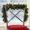 180/270CM Christmas Artificial Pine Garland with Bow Red Berries Pinecone Faux Pine Needle Rattan Mantle Fireplace Porch Hanging Decoration