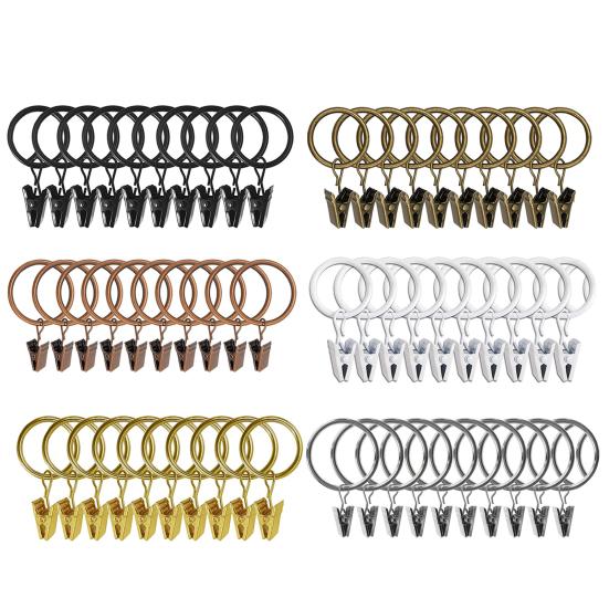 10 шт. Кольца для штор с клипсами Полированное железо Не требуются инструменты Защелкивающиеся