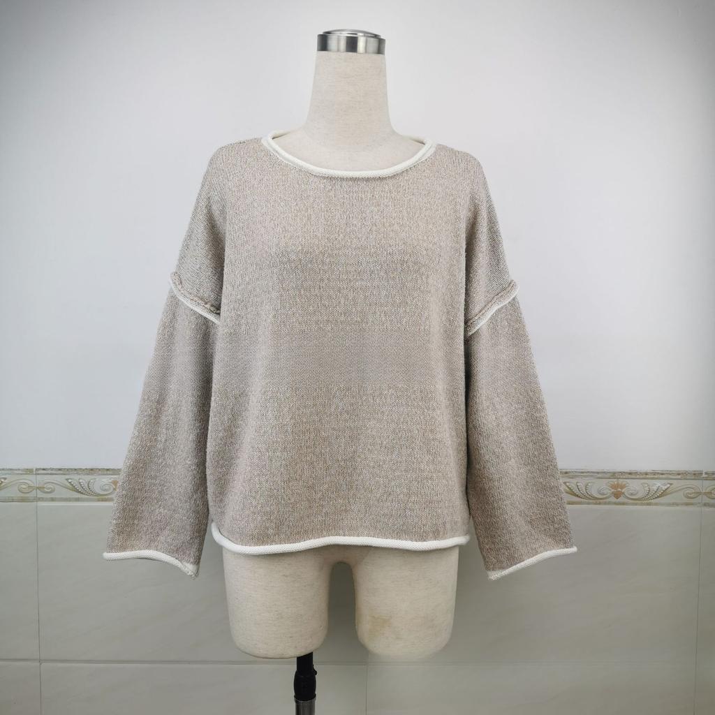 Осенне-зимний женский свитер с круглым вырезом, вязаный свитер большого размера с бахромой на спине