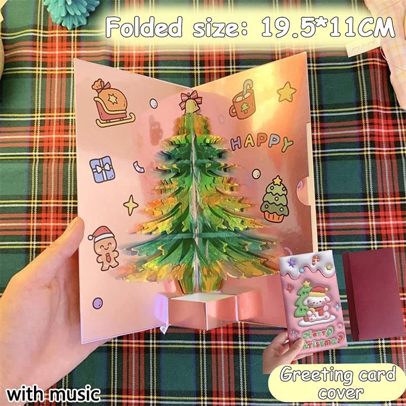 3D Pop Up Рождественская открытка с музыкой Счастливого Рождества Поздравительная открытка Рукописные благословения Пригласительные открытки Подарки на День благодарения