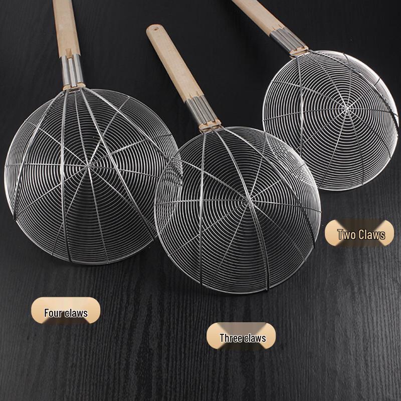 Wutuo Stainless Steel Colander Skimmer with Wooden Handle