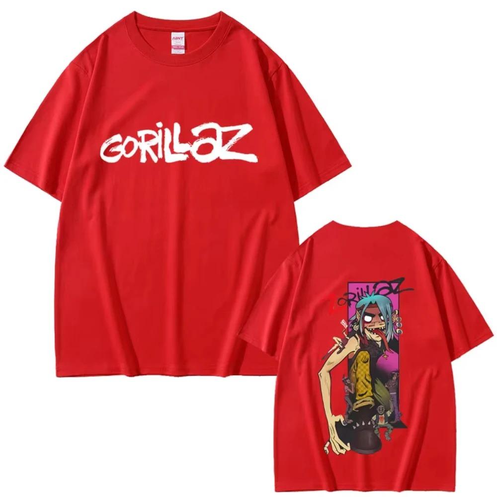 Футболка с принтом группы Gorillaz Мужская Женская Хип-хоп Рок Мода Оверсайз Уличная Мода Женская Высокое Качество Мягкий Хлопок Короткий Рукав Футболка