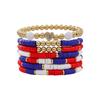 IndependenceDay‘s Flag Soft Ceramic Bracelet Independence Day Multi Layer Beaded Wrap Bracelet Woven Bracelet