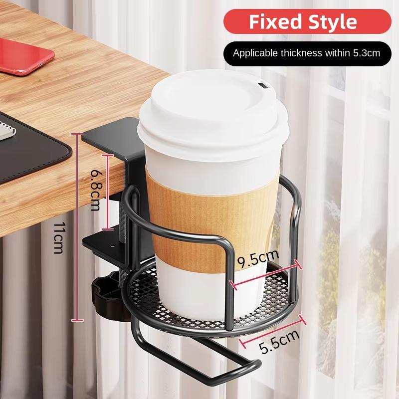 2 in 1 No Drill Desk Cup Holder Adjustable Upgraded Arm Clamp Stand 360 Degree Rotating Table Edge Clamp Anti-Fall Cup Holder Cup Holders 5
