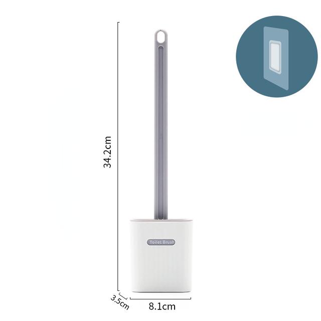 Силиконовая туалетная щетка Gap Brush с держателем Плоская головка Мягкая щетина Чистящие щетки с быстросохнущим кронштейном Инструмент для ванной комнаты