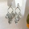 Zircon Hollow Leaf Fringed Earrings Personalized Earrings Niche Exaggerated Cold Wind Earrings Women