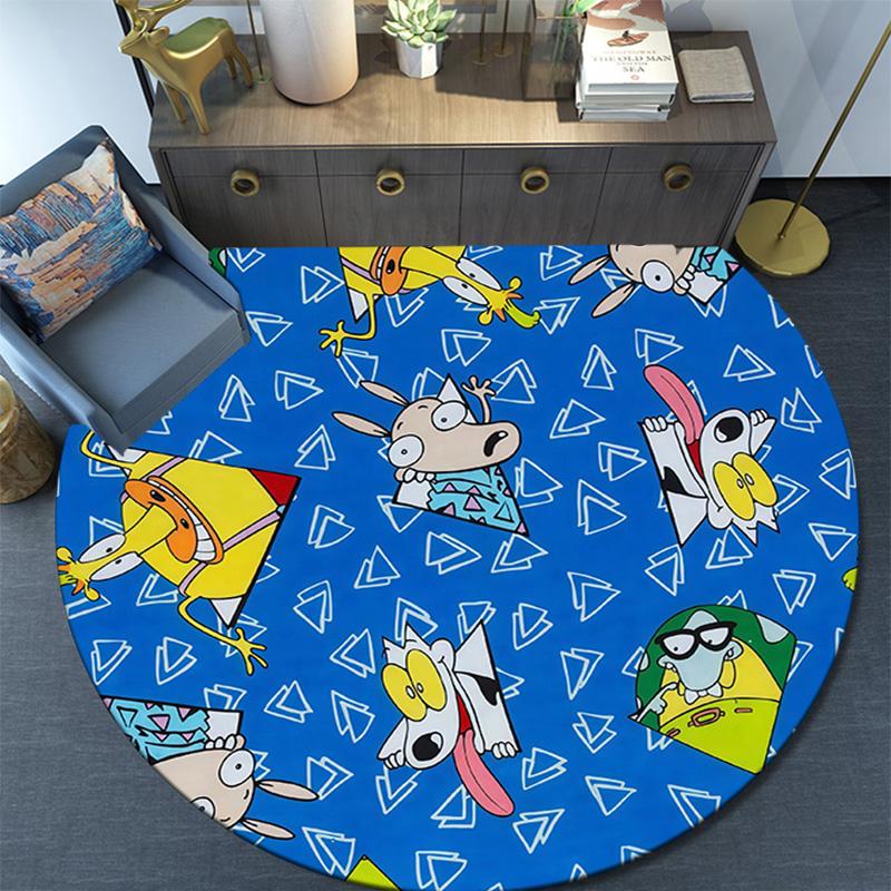 Rocko Round Area Rug,Carpet Rug for Living Room Bedroom Sofa Playroom Decor,Non-slip Floor Mat