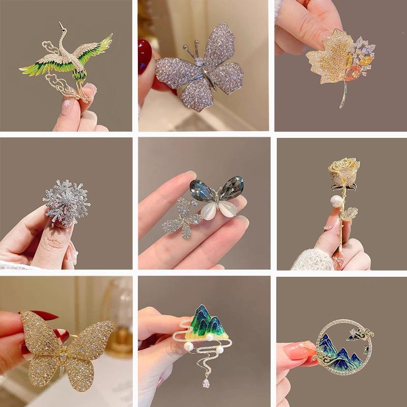 Diamond Butterfly Versatile Simple Brooch Flower Anti-light Pin Clothing Accessories Corsage