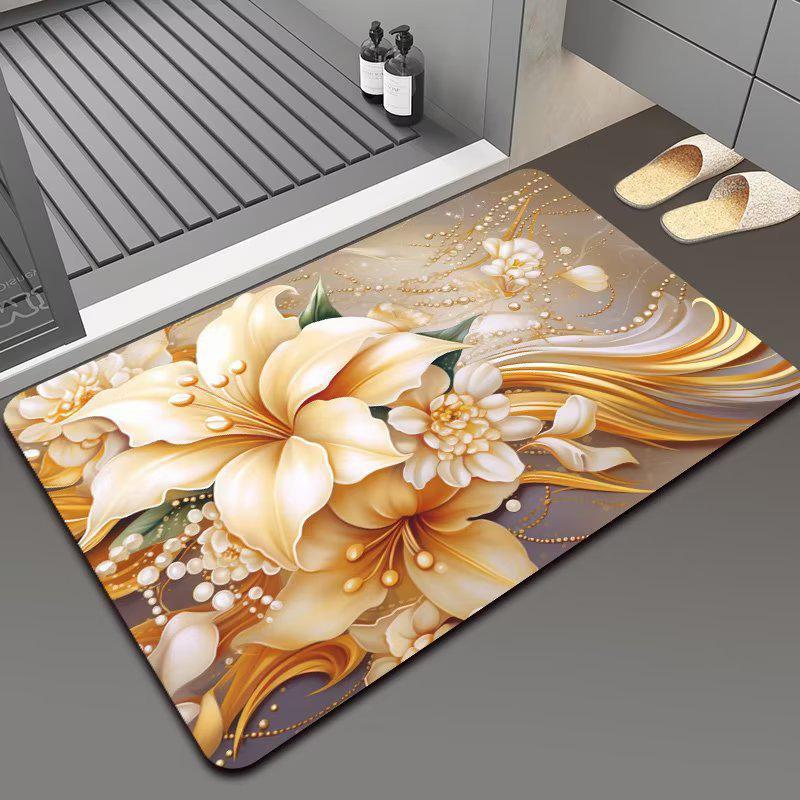 3D цветочный диатомовый грязепоглощающий нескользящий коврик для ванной комнаты, можно стирать в стиральной машине