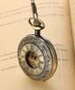 Pocket Watch Antique Style Manual Winding Vintage Skeleton Antique Hunter Case Half Hunter Retro Case Blue (black Index)
