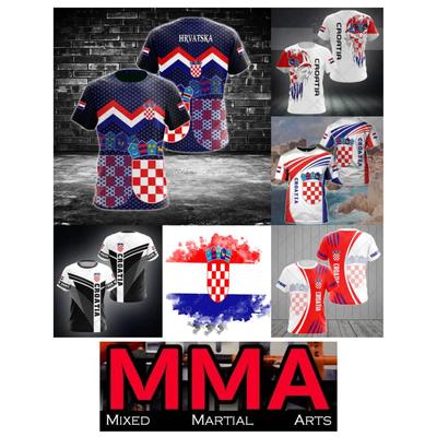 Футболка Croatia Croatian Hrvatska MMA Kick Boxing UFC Muay Thai с графическим ретро-винтажным 3D-принтом для мужчин и женщин, унисекс, с коротким рукавом и круглым вырезом