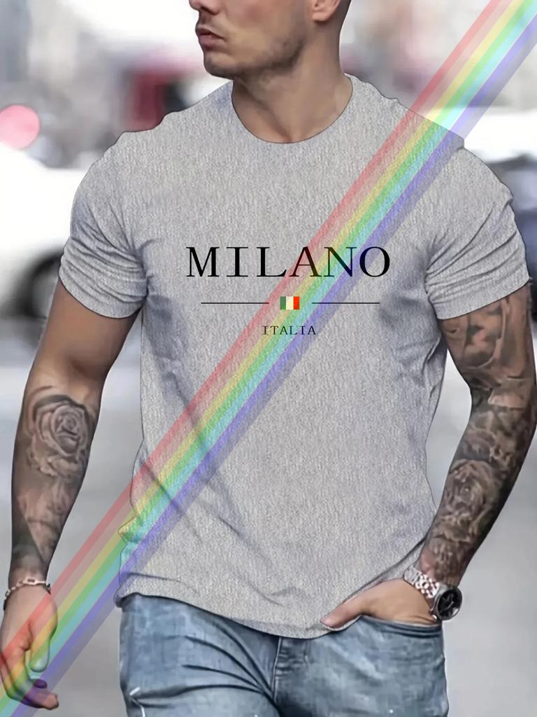 Milano Letter Print Cotton Oversized Men Short Sleeve Casual T Shirt Woman Clothing Tops  Summer Tees Fashion Streetwear