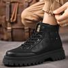 Модная мужская мотоциклетная обувь Модные высокие повседневные ботинки Британский стиль Короткие кожаные ботинки для мужчин Ботинки на шнуровке на платформе Botas Hombre