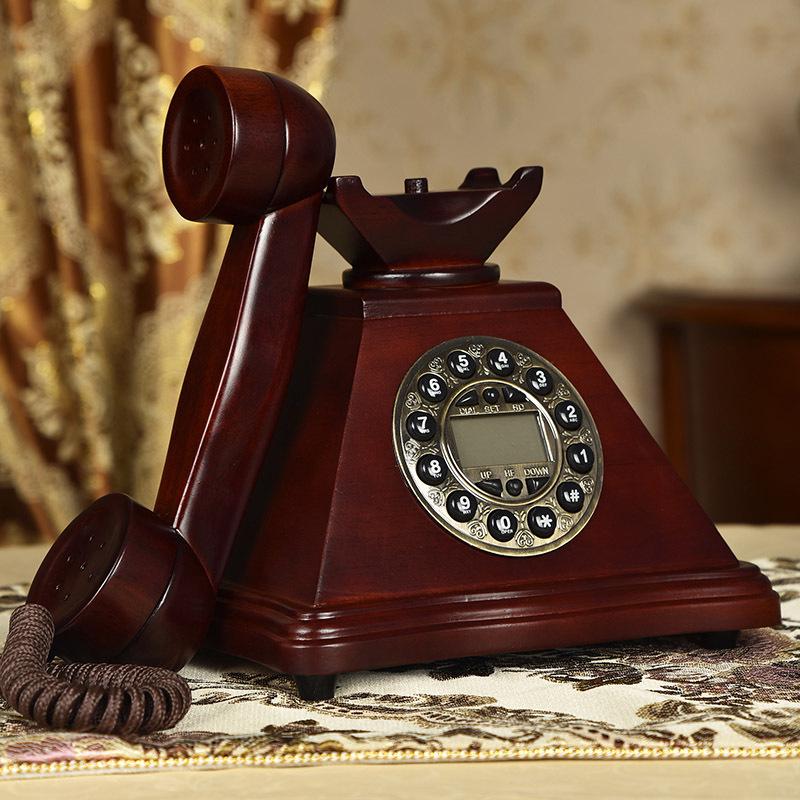 MYZ954 Проводной Деревянный Ретро Телефон: Настольный телефон в античном стиле из массива дерева