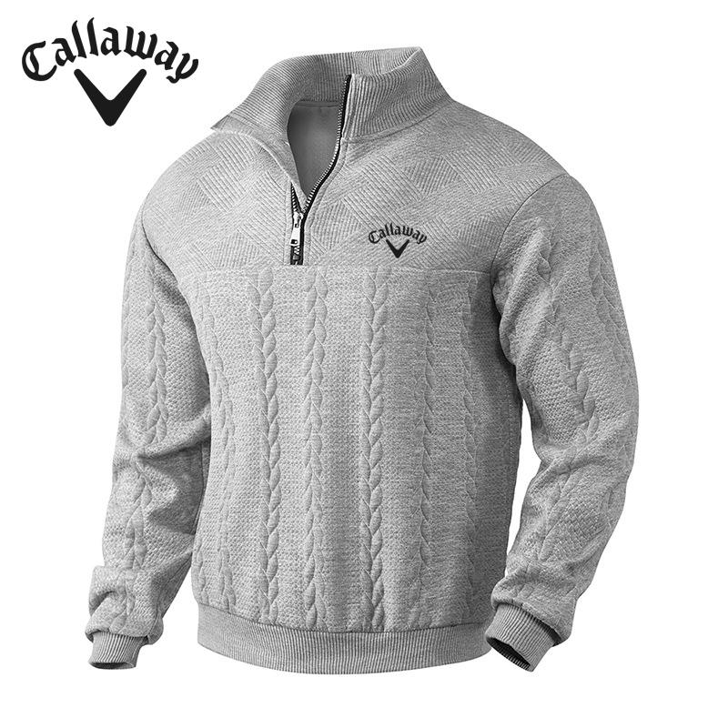 Callaway Вышитый ретро повседневный свитер с воротником-стойкой на молнии свободная вязка плотный жаккардовый сшивание осенне-зимний свитшот с длинными рукавами