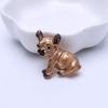 Cartoon Cute Ugly Dog Shape Brooch Shining Rhinestones Inlaid Eyes Pin Suit Lapel Badge Jewelry Gift Coat Accessories