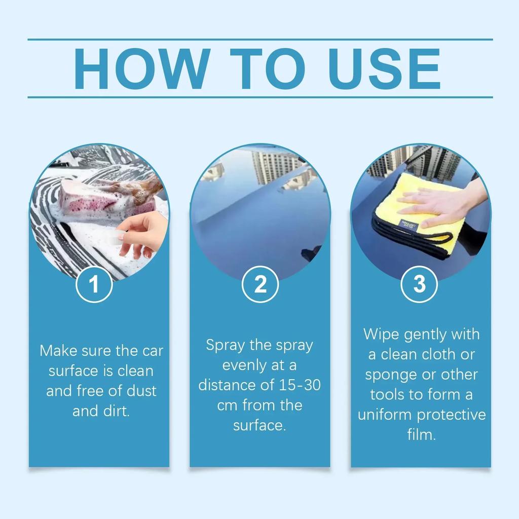 3-in-1 High Protection Quick Car Coating Spray Advanced Car Quick-Acting Coating Agent Spray Polish Set with Sponge Tow