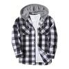 Men's Spring and Autumn Casual Plaid Hooded Shirt