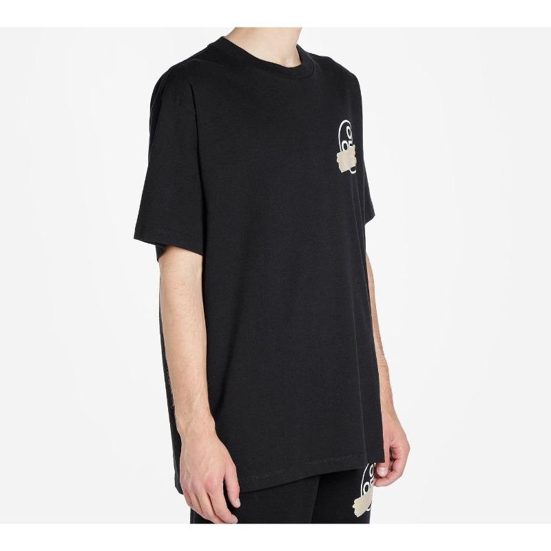 Off-White Черная футболка унисекс с коротким рукавом, нашивка-лента со стрелой из золотой фольги, OMAA038R201850021048