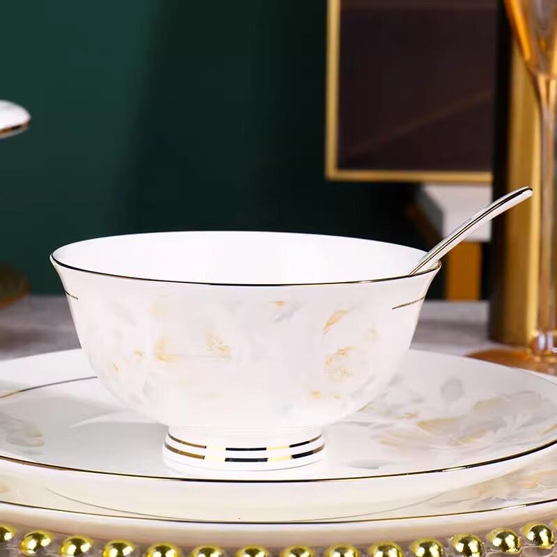 Набор керамических чаш на высокой ножке, расписанных золотом, Tian YAJING, Jingdezhen