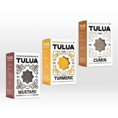 Набор ежедневных специй Tulua из 3 штук | Порошок куркумы Лакадонг, семена кумина, семена горчицы (1x100г Каждый) | Натуральный и Органический