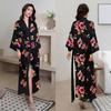 Satin Printed Robe Women Plus Size Lightweight Long Sleepwear Home