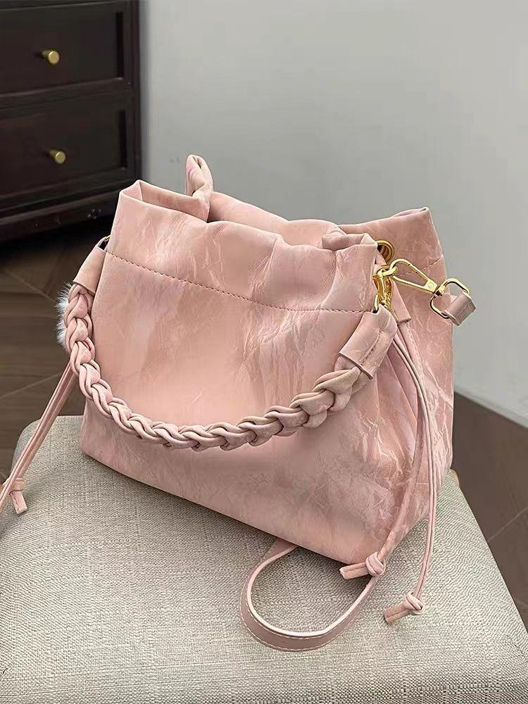 High-End 2025 Women's Pink Crossbody Bucket Handbag