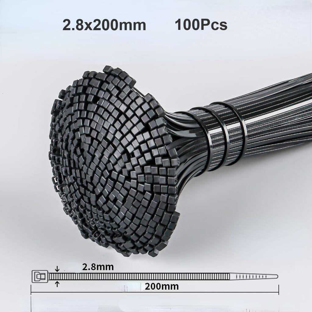 100Pcs Heavy Duty Self-locking Plastic Nylon Tie Wrap, Strong and Reliable Cable Ties