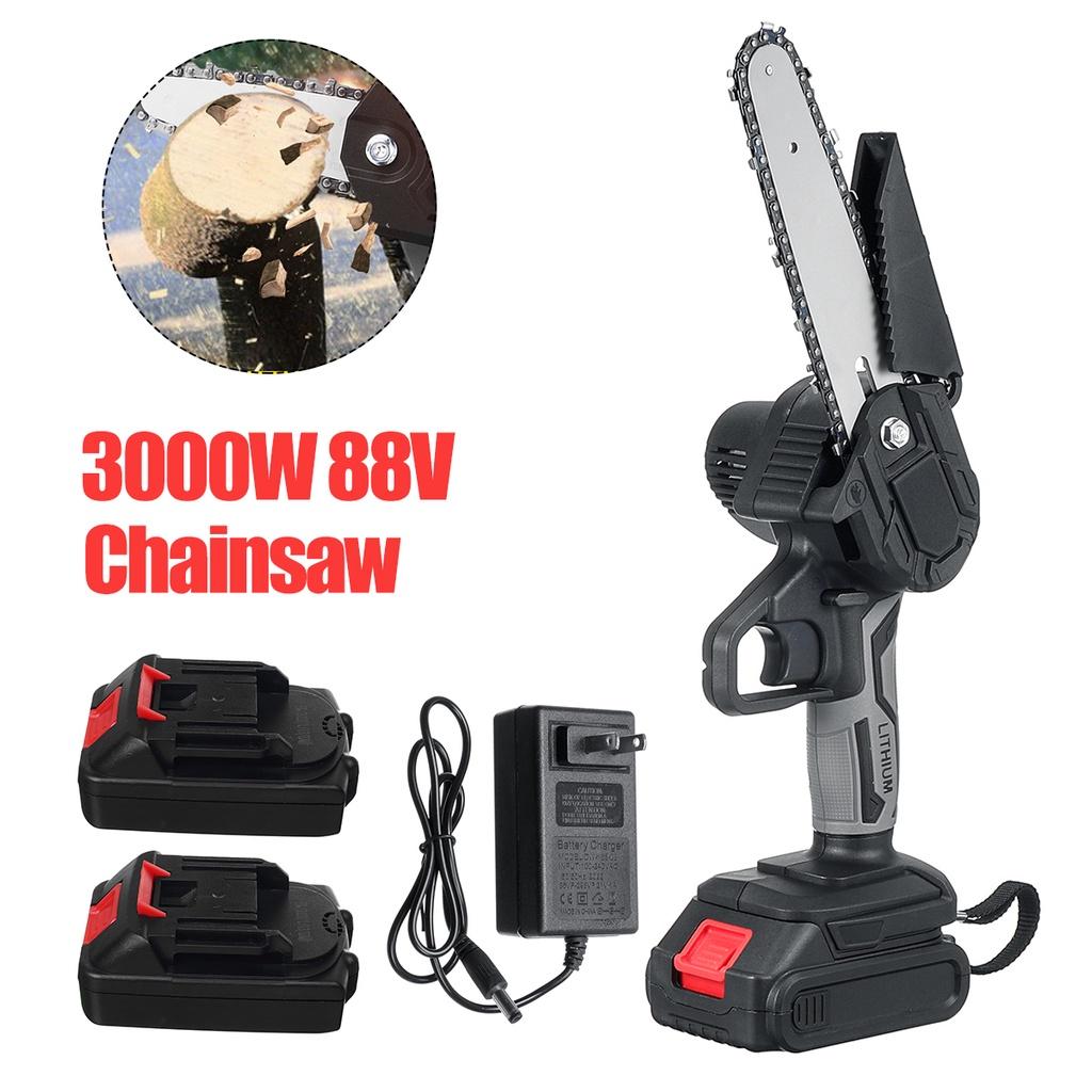 Мини-электрическая пила, бензопила для обрезки деревьев, 6 дюймов, 3000 Вт, портативная пила для обрезки ветвей, садовый инструмент для обрезки деревьев, деревообрабатывающий резак