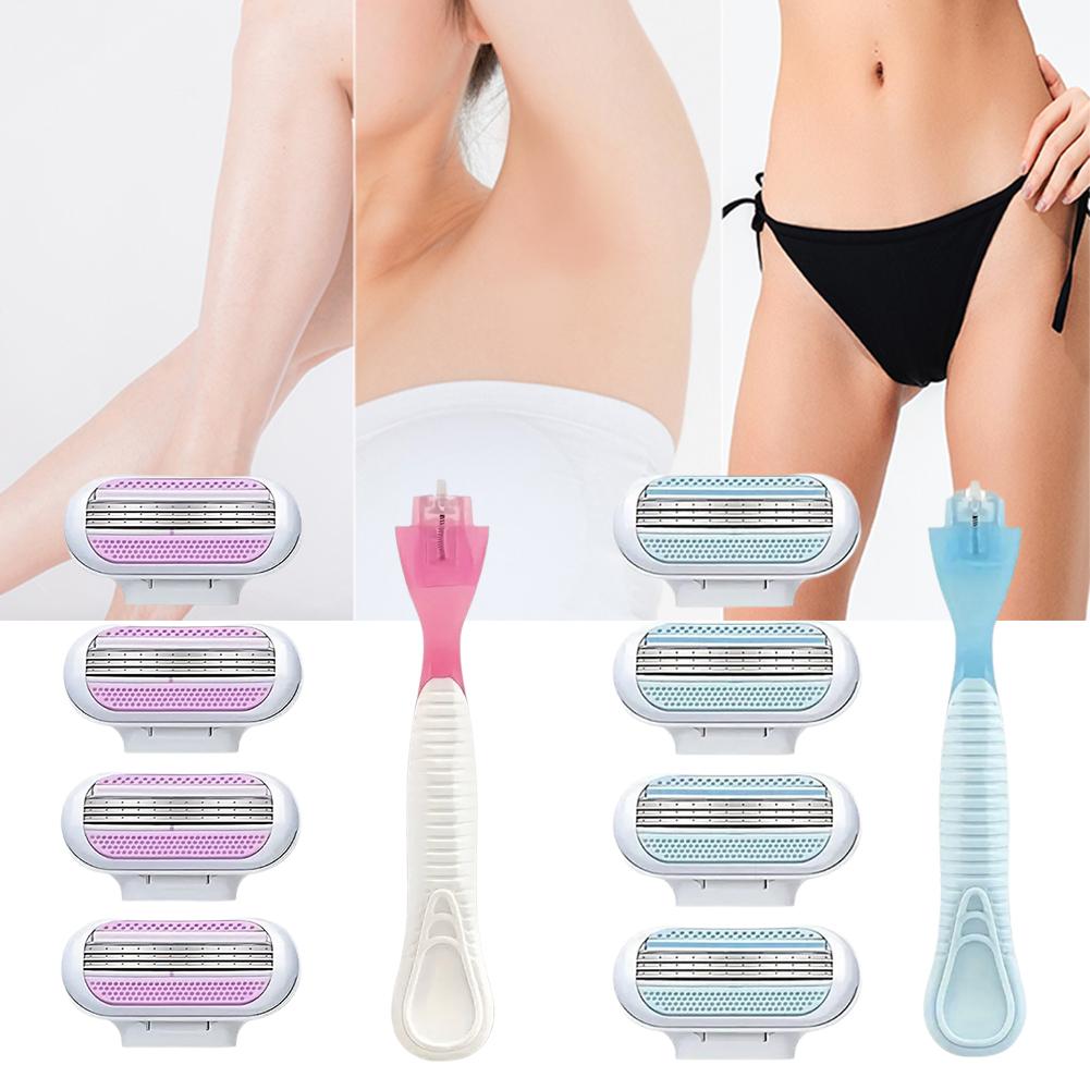 1 комплект лезвий для женской безопасной бритвы для лица/ног/подмышек/бикини, удаление волос, съемные для многократного использования