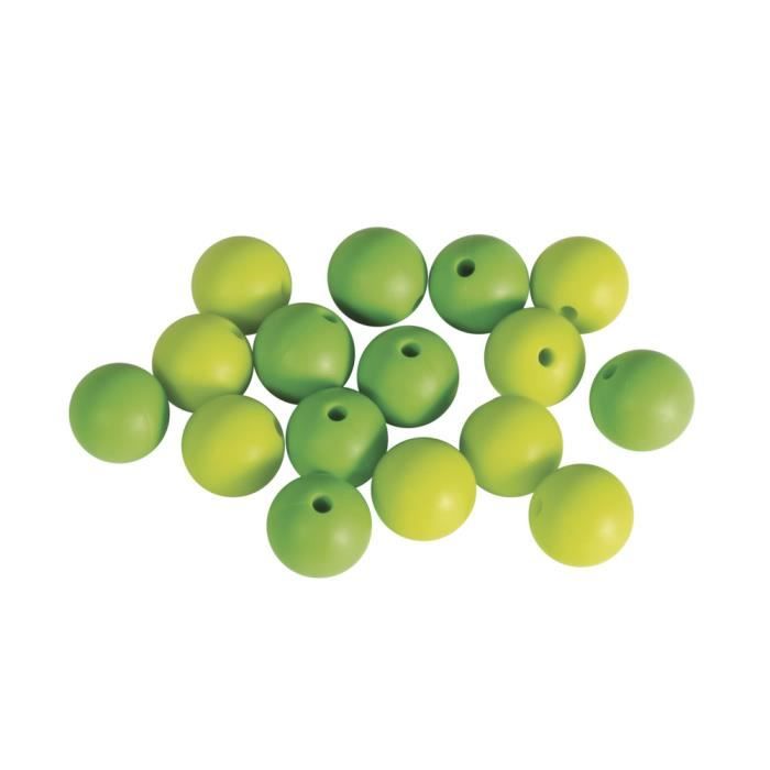 Perles en silicone - RAYHER - 12mm ø - Couleurs vertes - Lot de 16 pièces - Mixte enfant