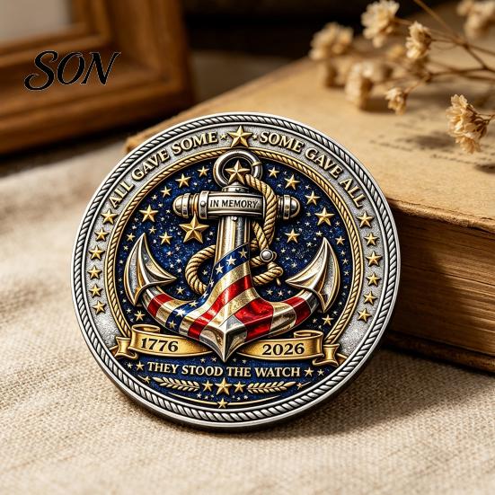 Engraved Keepsake Coin Guardians of The Sea Challenge Coin, They Stood Watch Souvenir Round Double-sided Collectible Gift for Navy Veteran