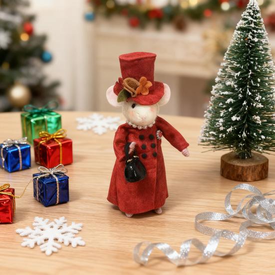 Рождественская фетровая мышь Милая фетровая мышь Фигурка Леди Мышь Игрушка из валяной шерсти