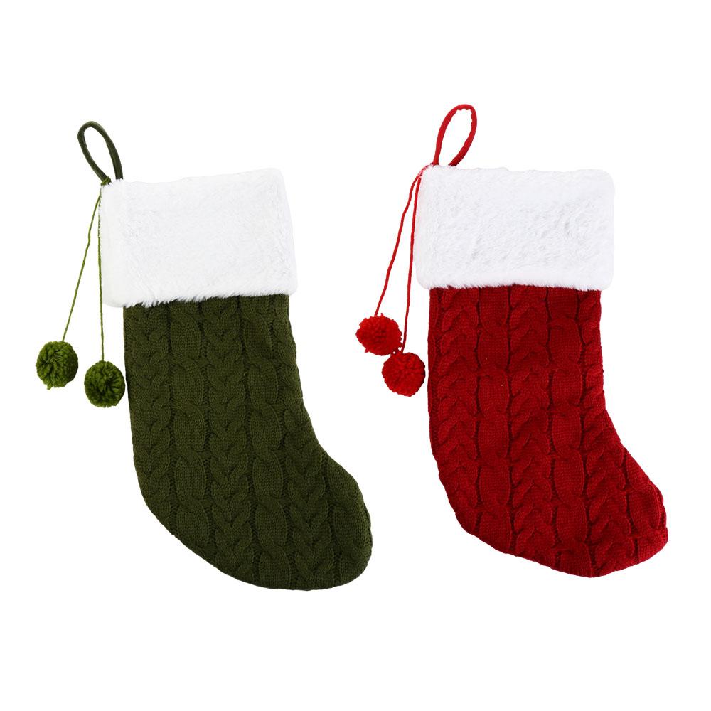 Red/Green/White Christmas Knitting Stocking Large Capacity Christmas Tree Pendant Home