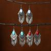 Vintage Bohemian Long Fringed Metal Earrings Fashion Ethnic Turquoise Earrings