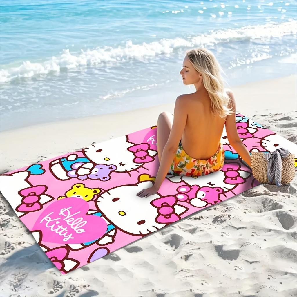 Cute Hello Kitty Microfiber Beach Towel Quick drying and Super Absorbent Suitable for Beaches Swimming Pools Travel Camping Yoga