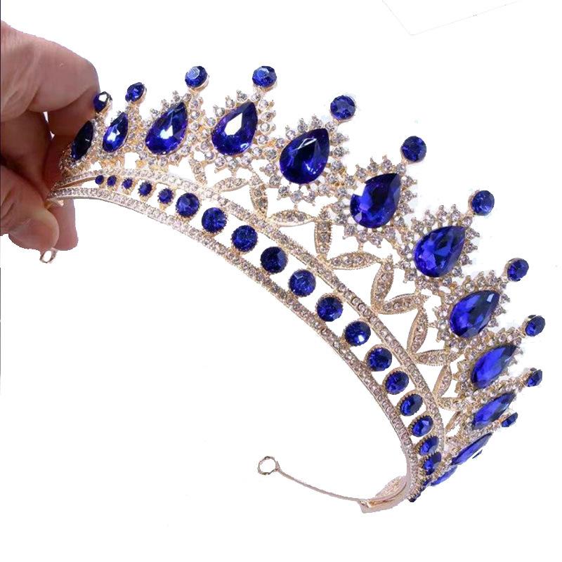 Wedding Tiara Bridal Crown Baroque Water Drop Crystal Crown Birthday Wedding Color Crystal Alloy Large Crown