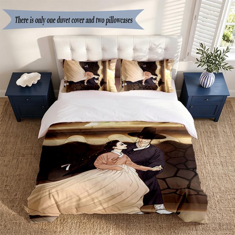 rujinu 3‑Piece Bedding Set Soft Microfiber Duvet Cover Pillowcases Comfortable Bed Linen for Bedroom Decoration