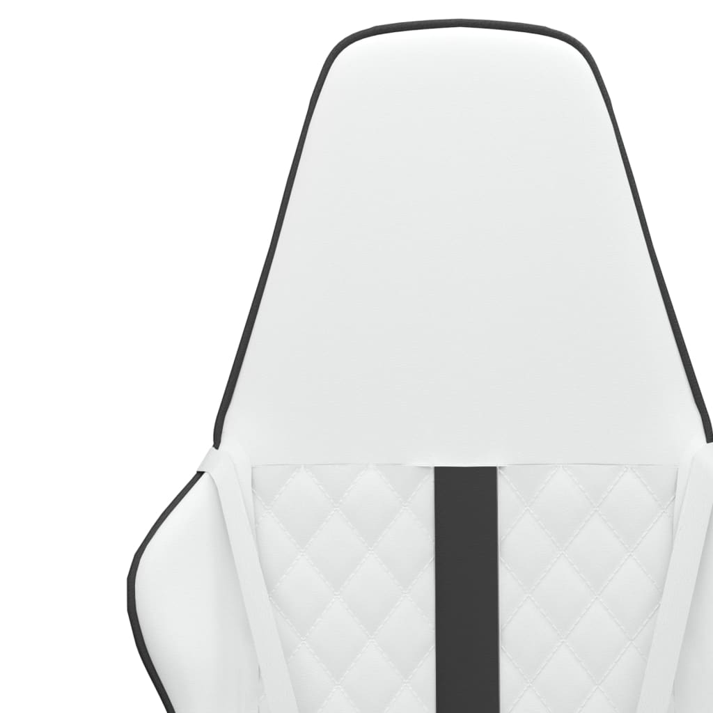 Gaming Chair in White and Black Synthetic Leather