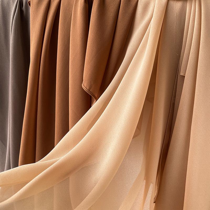 Малазийский однотонный этнический стиль атласный длинный шарф монохромный жемчужный шифоновый платок