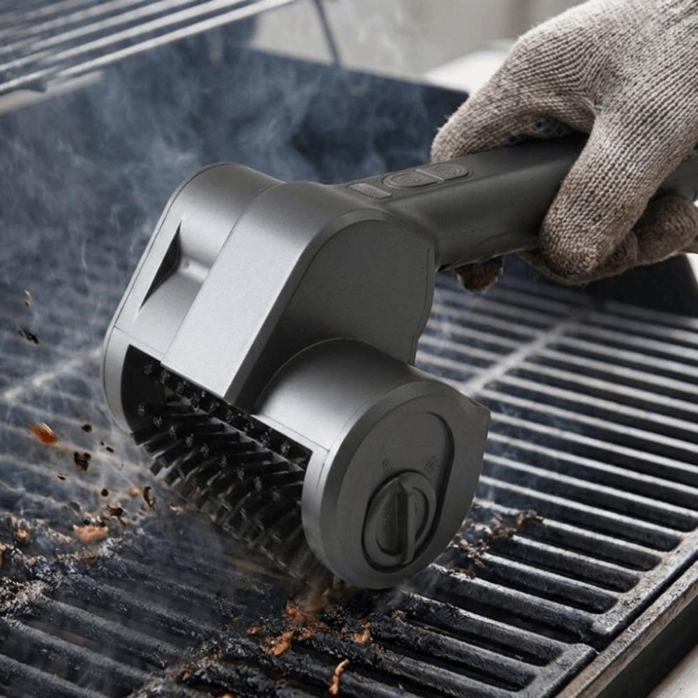 with LED Light Cordless BBQ Grill Brush Rechargeable BBQ Rotating Brush Barbecue