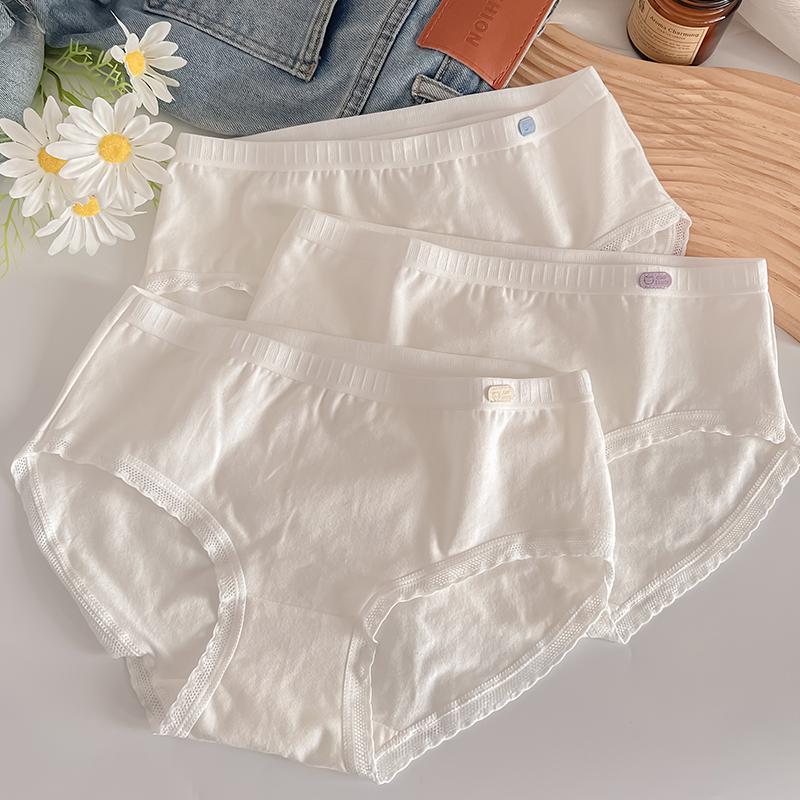 Нижнее белье для девочек из чистого хлопка с антибактериальным эффектом - удобное, средней посадки, дышащее, чистого белого цвета