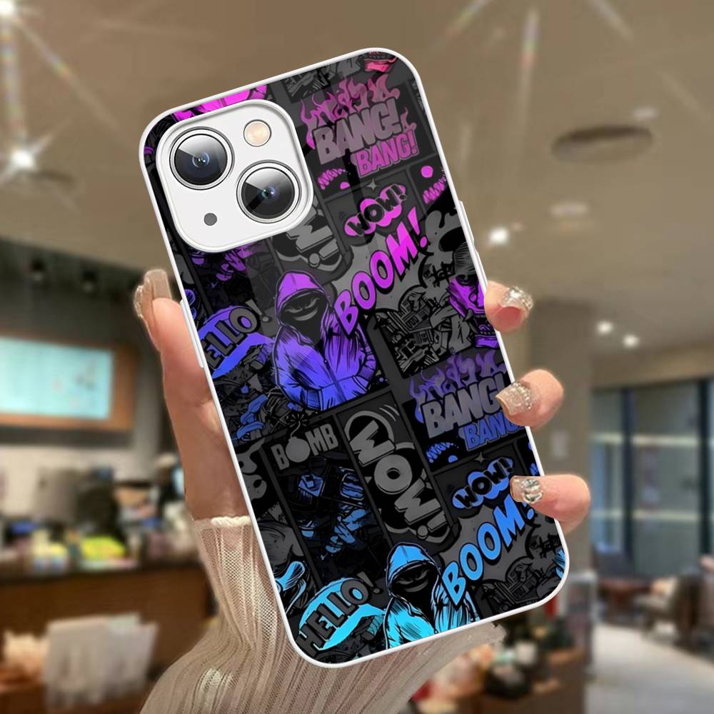Крутая Черная Граффити Защитная Крышка из Закаленного Стекла для iPhone 14 13 12 Mini 11 Pro XS Max X XR 14 Plus