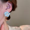 Серьги Sweet Flower Pearl, темпераментные серьги в корейском стиле, серьги-гвоздики в виде цветка с каплями масла для женщин