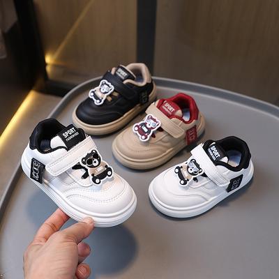 Весенне-осенние мальчики и девочки однотонные с мягкой подошвой универсальные мультяшные спортивные туфли