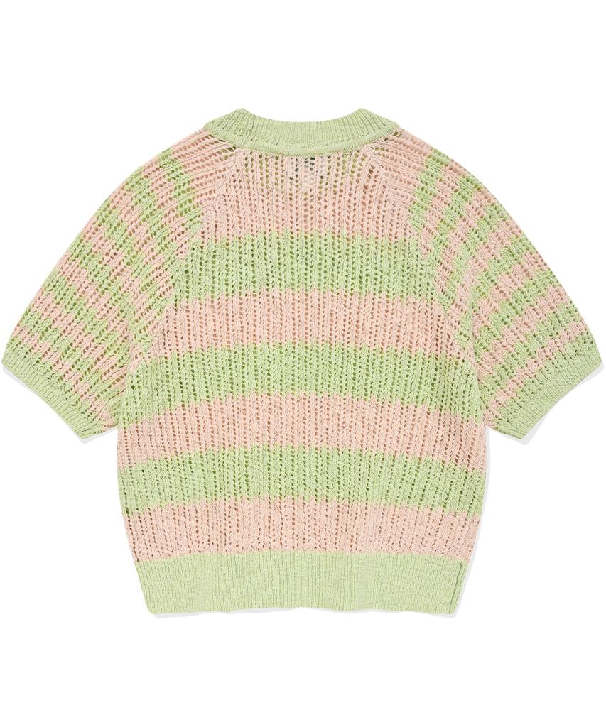 COVERNAT WOMAN Striped Half Knit Light Pink