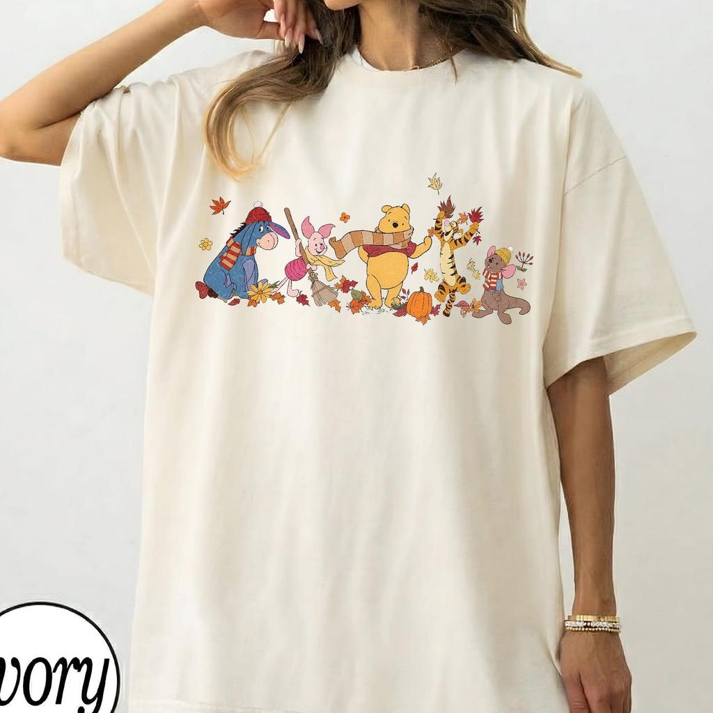 Retro Winnie The Pooh Fall Vibes Graphic Tee Shirt, Pooh and Friends, Fall Season, Pumpkin, Thanksgiving Shirt, Disneyland Autumn Sweatshirt