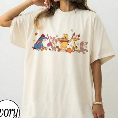 Retro Winnie The Pooh Fall Vibes Graphic Tee Shirt, Pooh and Friends, Fall Season, Pumpkin, Thanksgiving Shirt, Disneyland Autumn Sweatshirt